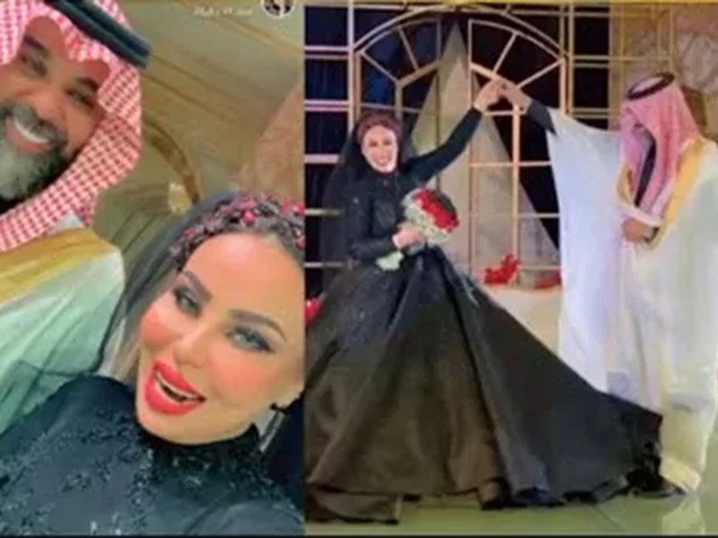 الفنانة السعودية شمس الاسطورة تعود لطليقها بفستان زفاف أسود